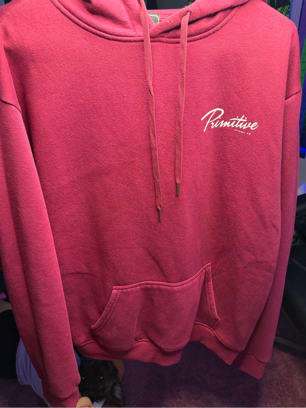 Primitive Script Logo Pullover in Deep Pink